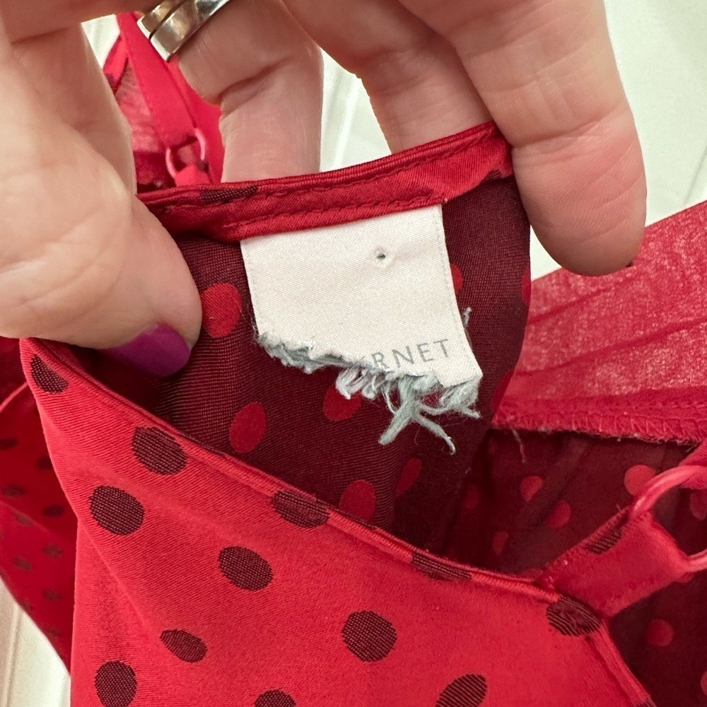 Cabernet Red Polka Dot Nightgown with chiffon trim sz‎ Medium - Picture 4 of 6
